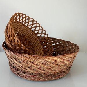 Pair Vintage Handwoven Wicker Baskets 10” & 13”
Country Farmhouse Cottage Boho